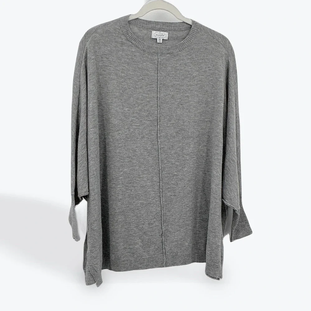 Mud Pie‎ Gray Oversized Batwing Dolman Knit Sweater Top One Size